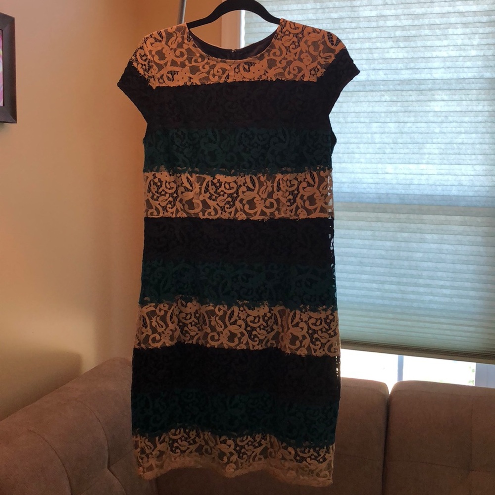 Ann Taylor - Blue Cap Sleeve Lace Dress